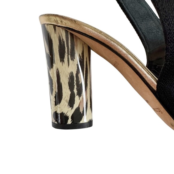 kate spade Italian Slingback Fabric Open Toe Sandal Shoe Leopard Heel Size 6 - Picture 2 of 12